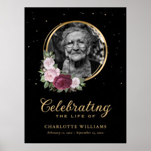 Poster Celebração Floral Personalizada do Sinal Funeral d