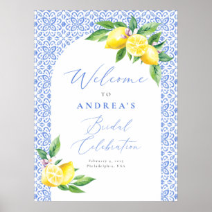 Poster Celebração Nupcial Positano Azul Italiano Limão