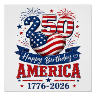 Pôster Celebração Patriótica de Aniversário de 250 anos d