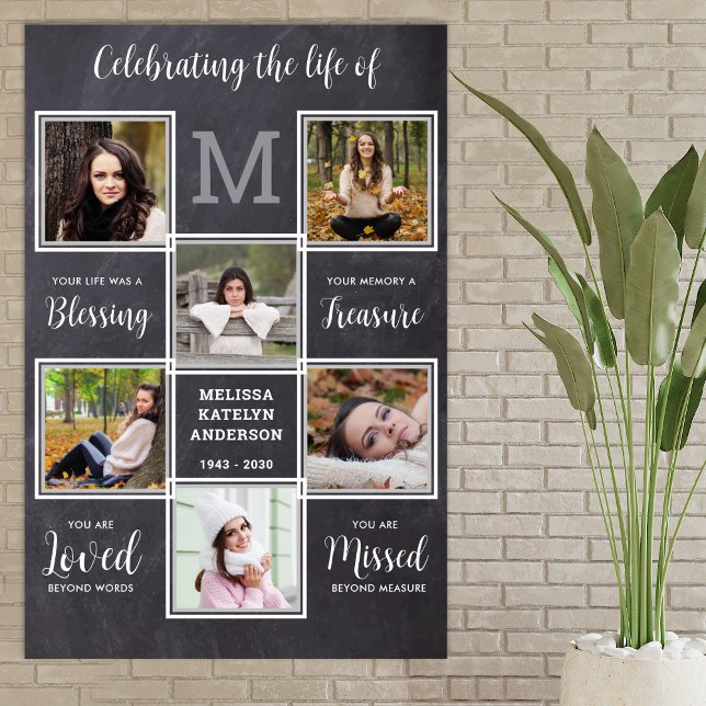 Poster Celebração Rústica De Vida Memorial Único 6 Fotos (Criador carregado)
