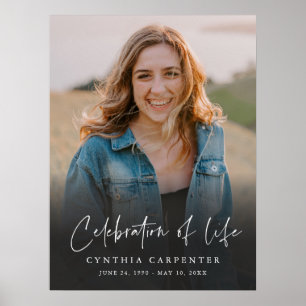 Poster Celebração Simples de Foto Memorial de Funeral de 