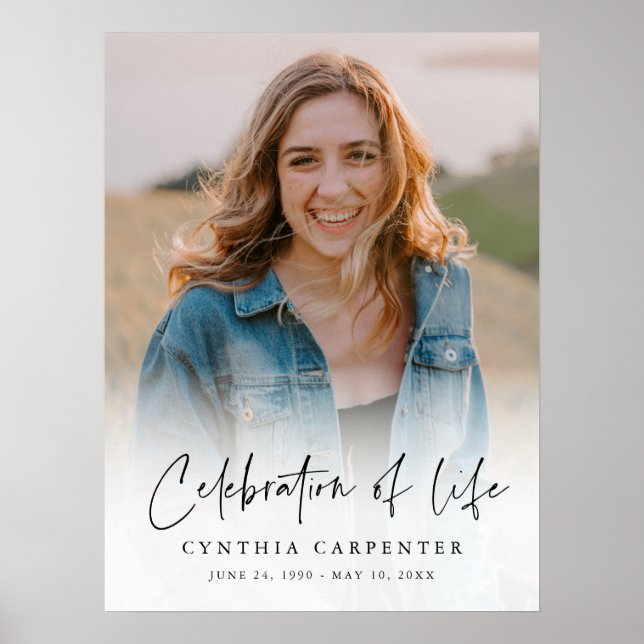 Poster Celebração Simples de Foto Memorial de Funeral de  (Frente)