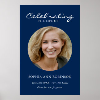 Poster Celebração Simples do Azul Memorial da Foto da Vid