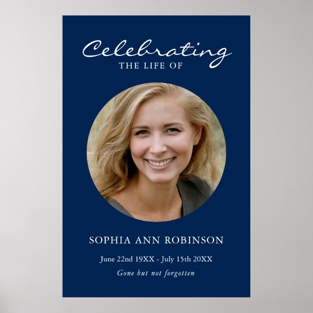 Poster Celebração Simples do Azul Memorial da Foto da Vid (Frente)