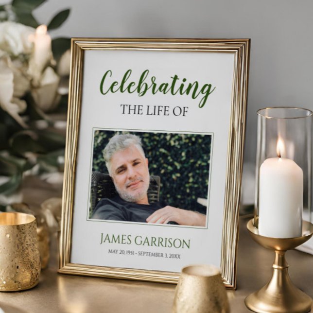 Poster Celebração Verde da Vida com Funeral de Foto (Criador carregado)