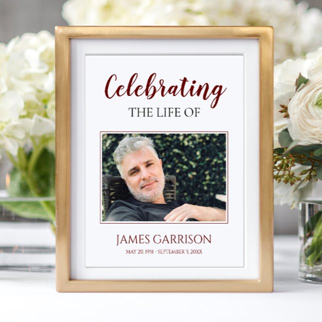 Poster Celebração Vermelha Escura da Vida com Foto Funera (Criador carregado)