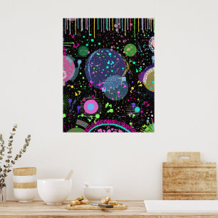 Poster Celebrações Celestiais: Arte Abstrata Maximalista
