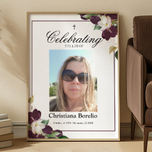 Poster Celebrando a vida 16x20 Floral Mulher Funeral P