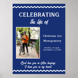 Poster Celebrando a vida Foto Azul Funeral Bem-vindo