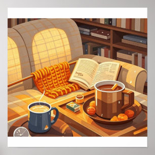 Poster Celebrar noites confortáveis de cobertor e quente