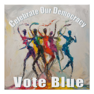 Pôster Celebrar Nossa Democracia — Vote Azul
