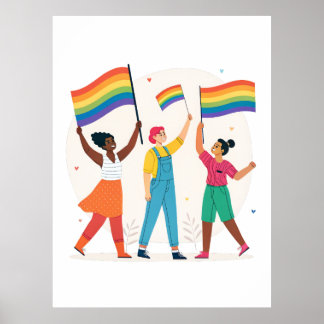 Poster Celebrating LGBTQIA+ Unity with Pride Flags