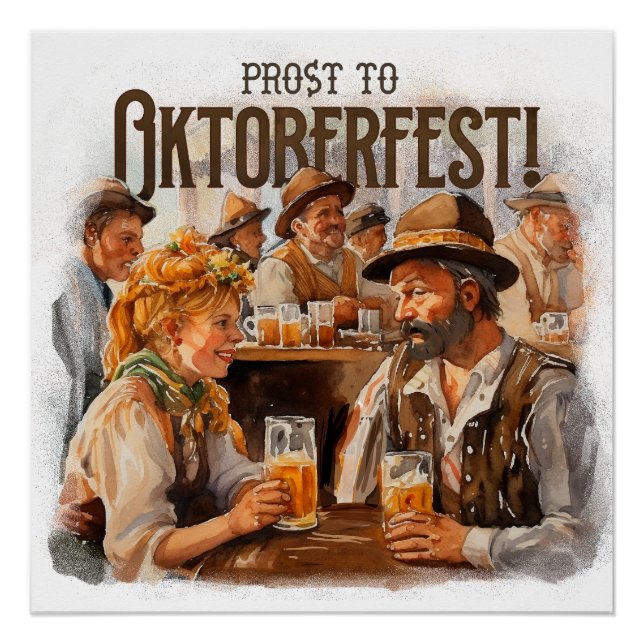Pôster celebrating Oktoberfest by drinking bee (Frente)