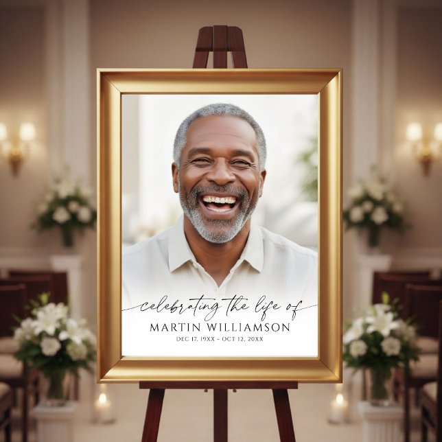 Poster Celebrating the Life Photo Modern Script Memorial (Criador carregado)