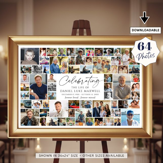 Poster  Celebration of Life Memorial 64 Photo Collage (Criador carregado)