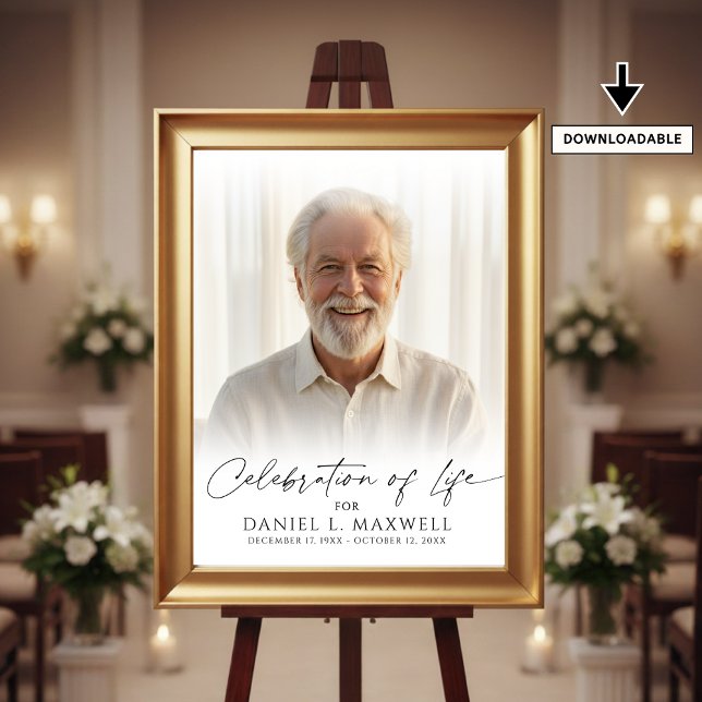 Poster Celebration of Life Photo Script Welcome Sign (Criador carregado)