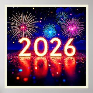 Poster Celebre 2026: Design de Faísca de Futuro Brilhante