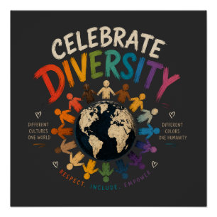 Pôster Celebre a Diversidade   Culturas Diferentes Um Mun
