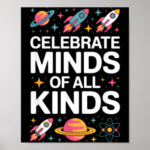 Poster Celebre Mentes de Todos os Tipos Autismo Inclusão
