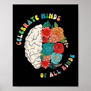 Poster Celebre Mentes De Todos os Tipos Cores Florais Neu