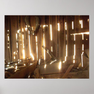 Pôster Celeiro abandonado de Missouri no por do sol