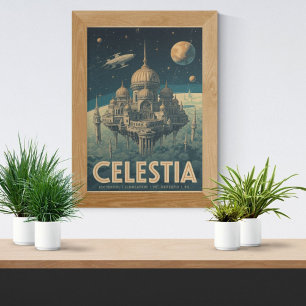 Poster Celestia: A Cidade Entre as Estrelas - Vintage Ret