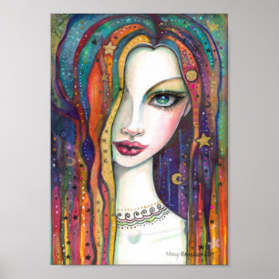 Poster Celestia Garota Celestial Boêmia por Molly Harriso