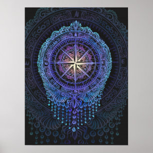 Pôster Celestial Compass Mandala