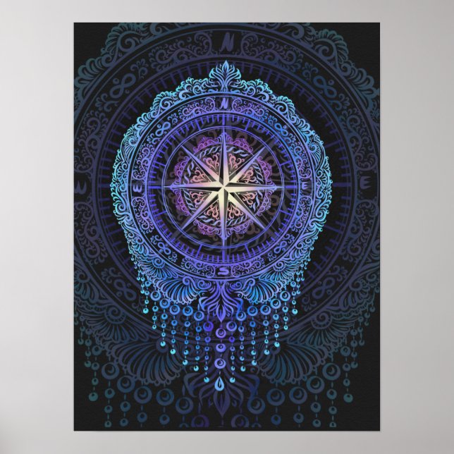 Pôster Celestial Compass Mandala (Frente)