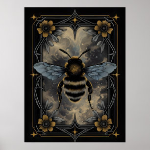 Poster Celestial de Abelhas - Arte Botânica Gótica