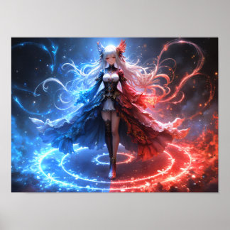 Poster Celestial Flame Sorceress com elementos