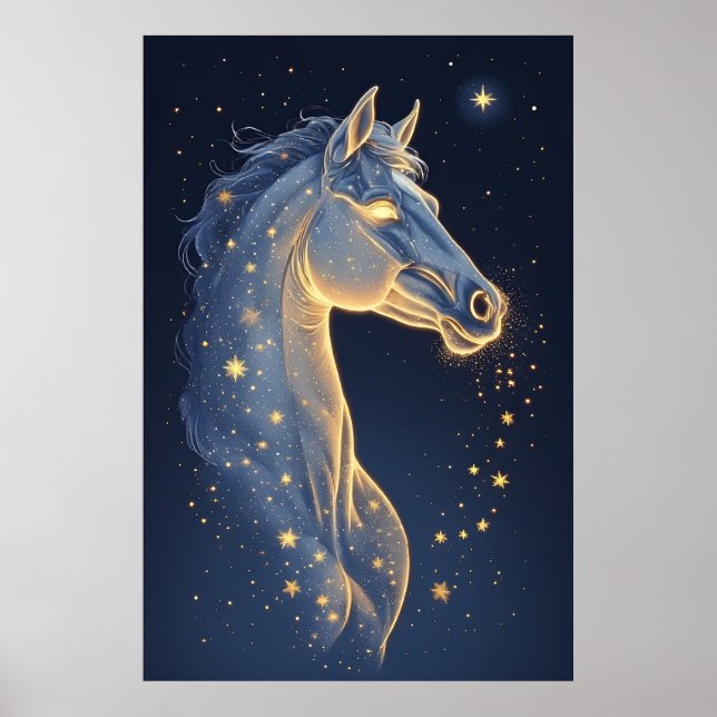 Poster 🌌 Celestial Horse of Starlight Night Sky Fantasy (Frente)