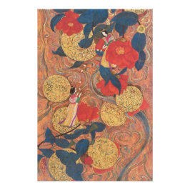 Pôster Celestial Journey in Gold and Camellia