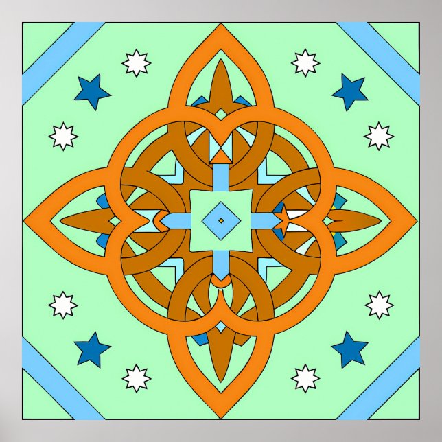 Poster Celestial Knot Art Prints | Unique Star Patterns (Frente)