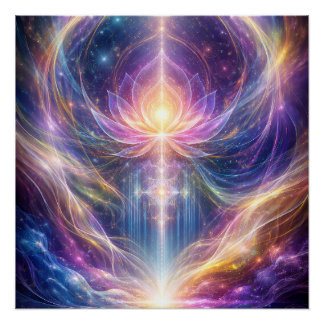 Pôster Celestial Lotus Energy – New Age Abstract Spiritua