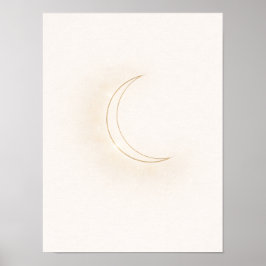 Poster Celestial Minimal Moon Wall Art – Beige Crescent