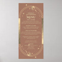 Celestial Mocha Dourada Sun Moon Stars aniversário