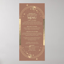 Celestial Mocha Dourada Sun Moon Stars aniversário