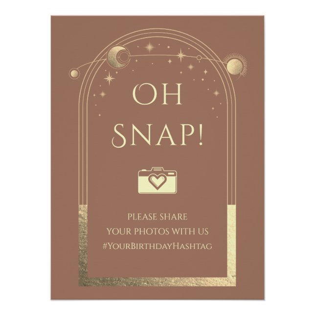 Pôster Celestial Mocha Dourada Sun Moon Stars Oh Snap (Frente)