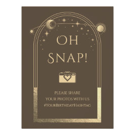 Pôster Celestial Mocha Dourada Sun Moon Stars Oh Snap