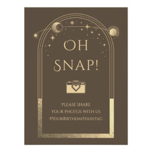 Pôster Celestial Mocha Dourada Sun Moon Stars Oh Snap