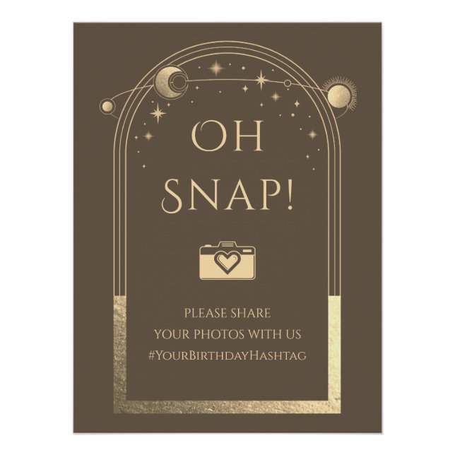 Pôster Celestial Mocha Dourada Sun Moon Stars Oh Snap (Frente)