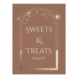 Pôster Celestial Mocha Dourado Aniversário Doce e Tratame