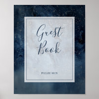Celestial Night Sky com Frame Guest Book Sign