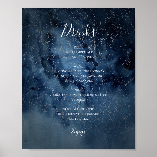 Poster Celestial Night Sky | Símbolo de menu de prata (Frente)