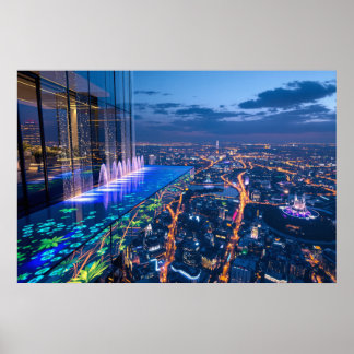 Poster Celestial Oasis: Where City Lights Meet Paradise