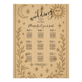 Pôster Celestial Romance Místico Sol e Lua