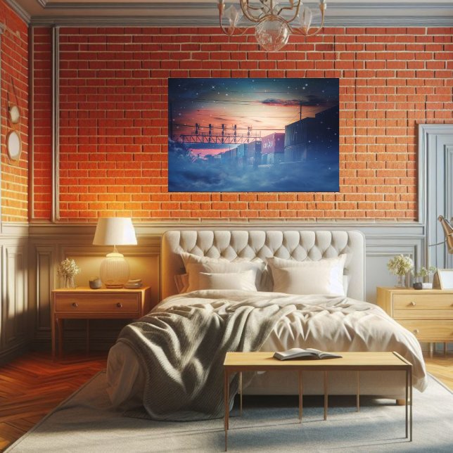 Poster Celestial Twilight Railroad Whimsical Fantasy Art (Criador carregado)