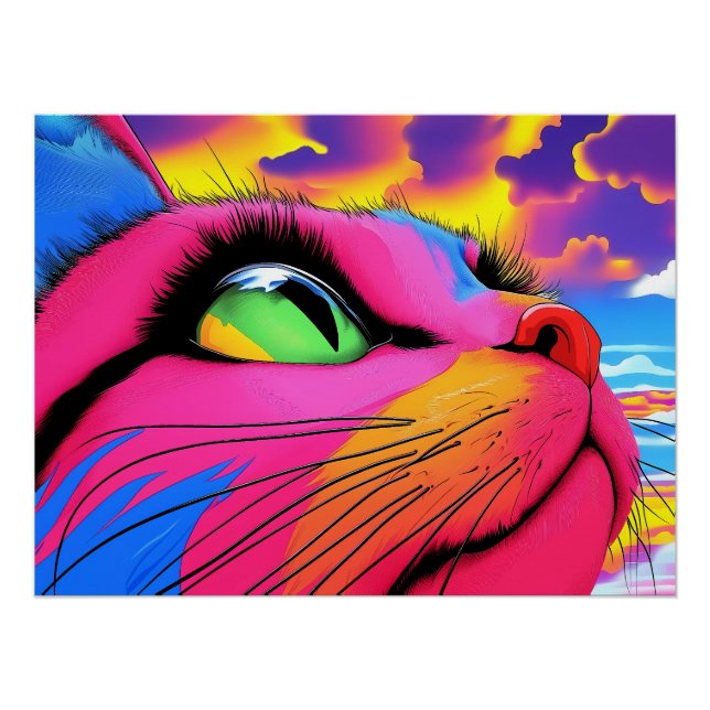 Pôster Célestial Whiskers: Sonho de Gato (Frente)