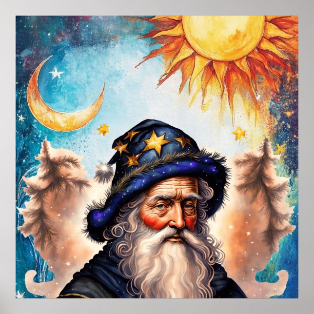 Poster Celestial Wizard Sun e Lua (Frente)